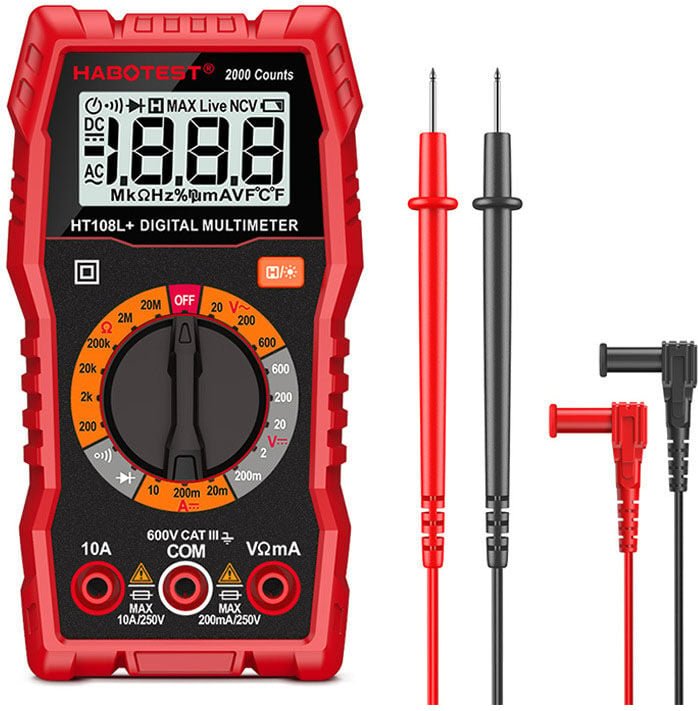 Aougo - Digitalmultimeter, Digitalmultimeter, 2000 Zählungen, Multifunktions-Voltmeter, elektrischer Tester, Ohmmeter, m...