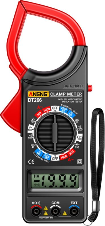 Amperometro digitale True RMS DT266, strumento professionale con display LCD a 1999 conteggi, per la misurazione di corr...