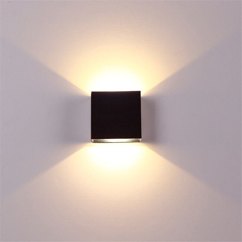Moderne LED-Wandleuchte, warmes Licht, schwarzes Quadrat, geeignet für Schlafzimmer, Wohnzimmer, Kolonnadengarten, 7W