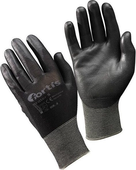 Handschuh Fitter s, PU/Polyamid,schwarz, Gr.9 Fortis