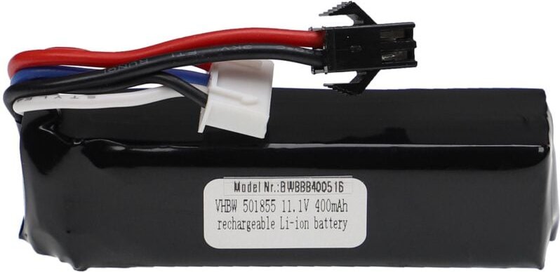 vhbw Akku kompatibel mit SM-2P Stecker für Modellbau z.B. Racing Car, Helikopter, Flugzeug (400mAh, 11,1V, Li-Polymer, 6...