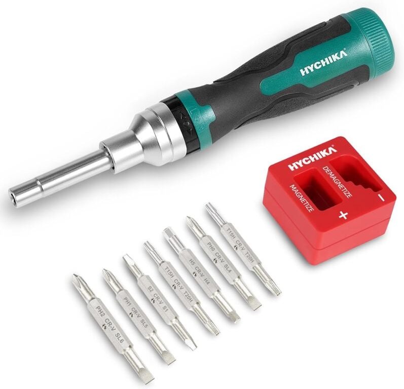 HYCHIKA 16 in 1 Ratschenschraubendreher, Magnetisches Ratschenschraubendreher Set All-in-One, Multitool mit Phillips, Sc...