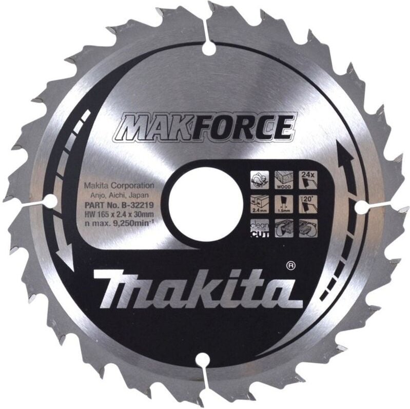 Kreissägeblatt makforce 165/30 mm, 24 Zähne, 1,5 mm, Holz - Makita