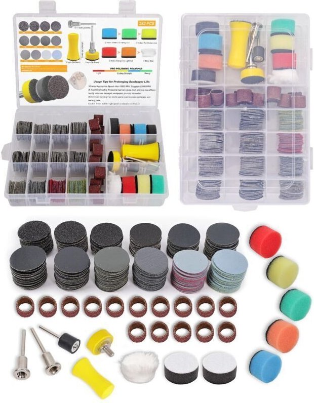 268 1-Zoll-Nass- und Trockenschleifscheiben und -trommeln für Dremel-Schleifaufsätze, Klett-Schleifpapier Körnung 60-10....