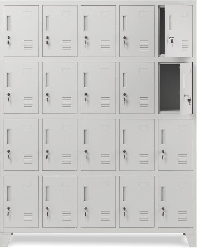 Umkleideschrank 5B4A Fächerschrank Schließfachschrank mit 20 Fächern Wertfachschrank Metall Pulverbeschichtung 172 cm x ...