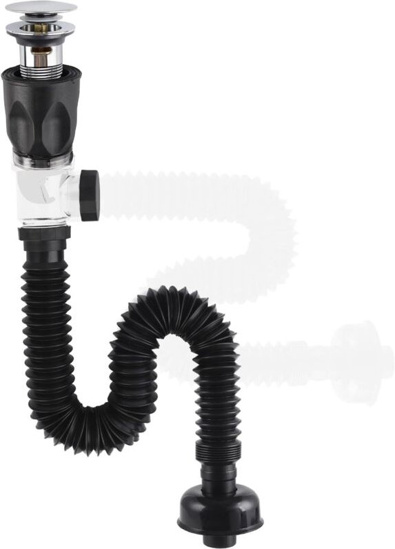 Ablaufgarnitur für Waschbecken, Badezimmer Waschbecken Ablauf-Set, Universeller Click-Clack Pop-Up Stöpsel mit flexiblem...