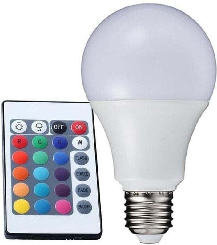 RGB-LED-Glühbirne mit Fernbedienung, mehrfarbiges Licht, E27, Innenbereich – 5 w - Ymyny