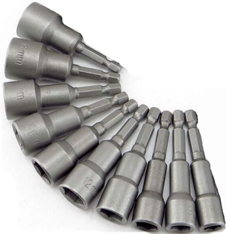 Thumbnail - 10 Stück magnetischer Schraubendreher-Einsatz: magnetischer Bit für Schlagschrauber 6–19 mm, 1,4 Zoll Innensechskant-Bit...