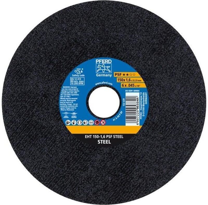 Trennscheibe PSF STEEL D150x1,6mm gerade Stahl Bohrung 22,23 mm