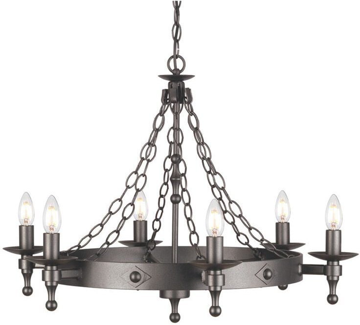 Elstead Warwick - 6 Light Chandelier Graphite Black Finish, E14