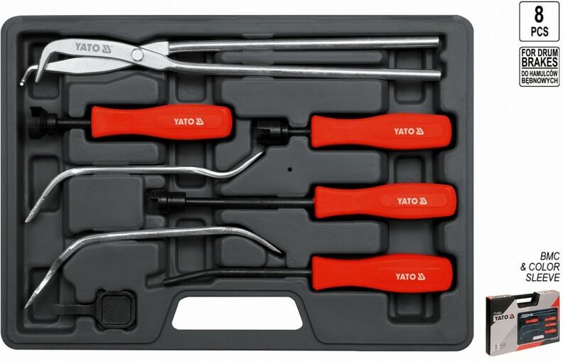 Bremsbelag Montagewerkzeugsatz Einstell Werkzeug Bremsfederzange + Koffer 8 Tlg.