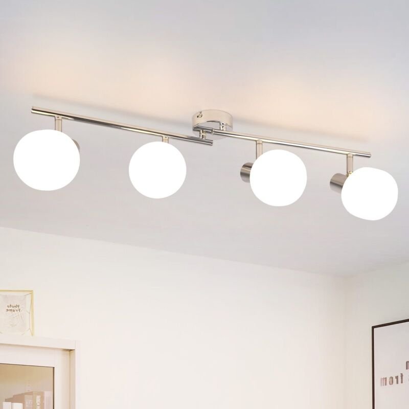 Deckenstrahler Weiß Deckenleuchte Flur - Deckenlampe 4 Flammig Innen Strahler Vintage Glas Lampenschirm Flurlampe Morden...