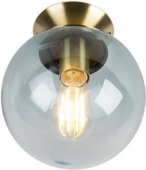 Art Deco Deckenleuchte Messing mit blauem Glas - Pallon