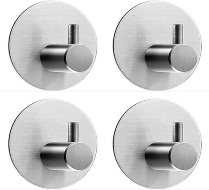 Vier graue Klebehaken – Wandmontierter Handtuch-/Geschirrtuchhalter für Bad/WC – Selbstklebender, wandmontierter Küchenh...