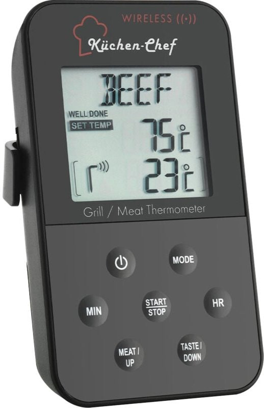 TFA Dostmann 14.1504 Grill-Thermometer Kabelsensor, Alarm, mit Timer, Überwachung der Kerntemperatu