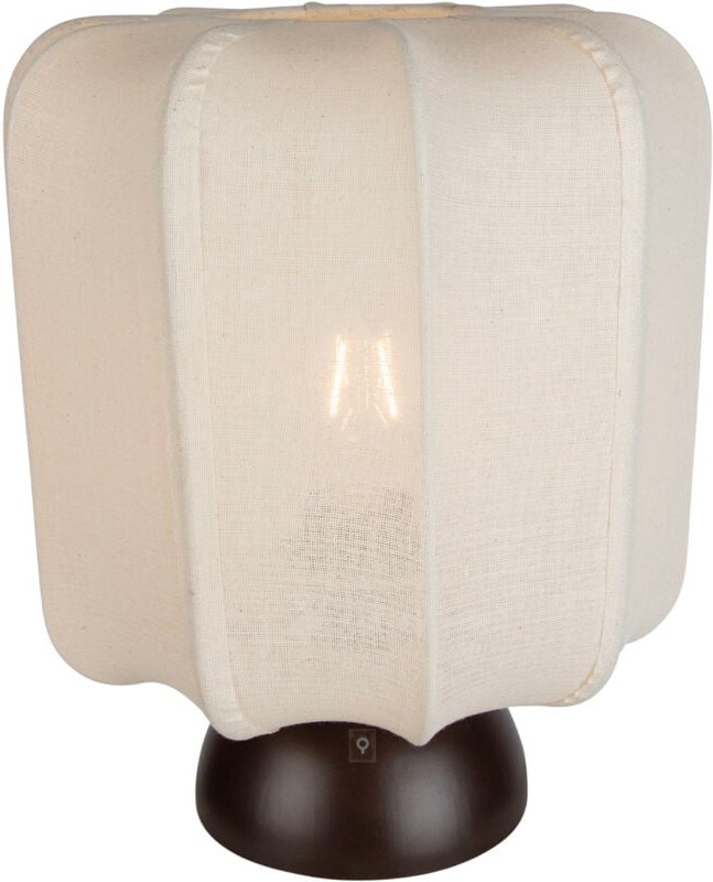 Japandi-Tischleuchte Dunkelbronze mit beigem Schirm - Nori