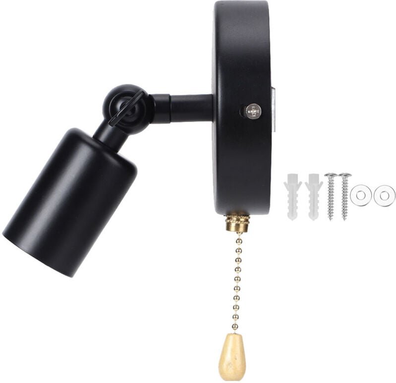 E26/E27 Vintage-Wandleuchte mit verstellbarem Kopf für Nachttisch, Arbeitszimmer, 85–245 v, keine Glühbirne in Schwarz -...