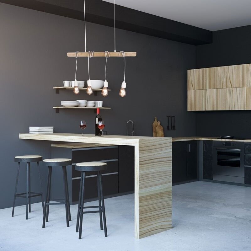 Barcelona Led - Vintage Pendelleuchte aus Holz otto - 4 x E27