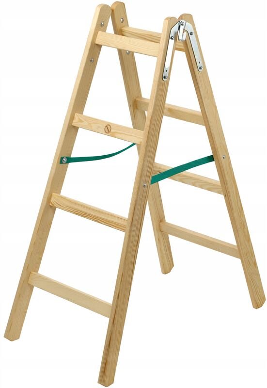 KADAX Holzleiter, Bockleiter bis 150 kg, klappbare Malerleiter, 4 Stufen