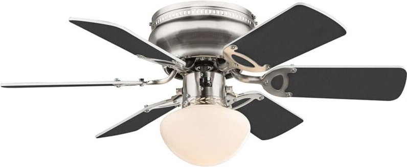 Deckenventilator mit Beleuchtung Sommer-/Wintermodus 3 Stufen Zugschalter Wohnzimmerlampe, wendbare Flügel, 1x E27, DxH ...