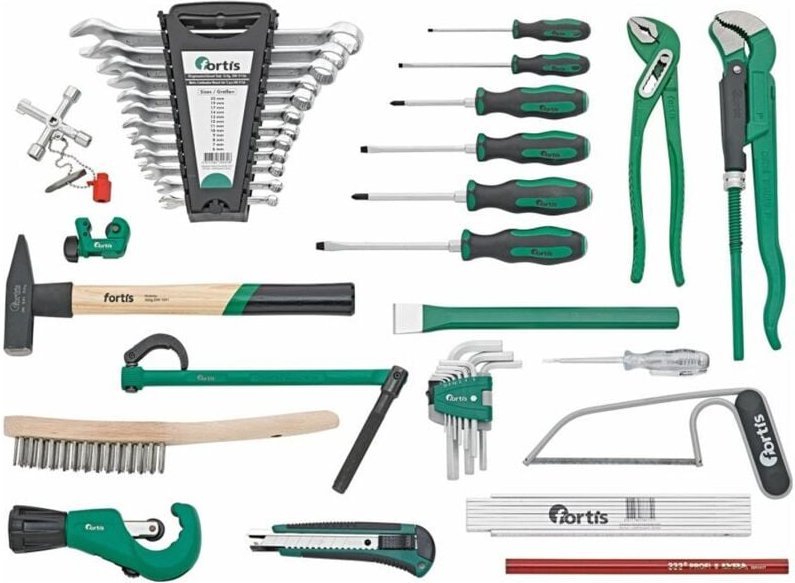 Fortis Werkzeugsortiment Sanitär 45-tlg. im Rucksack