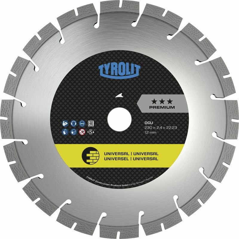 TYROLIT Diamanttrennscheibe DCU Premium D.125mm Bohr.22,23mm Bau univ.10mm - 34425401