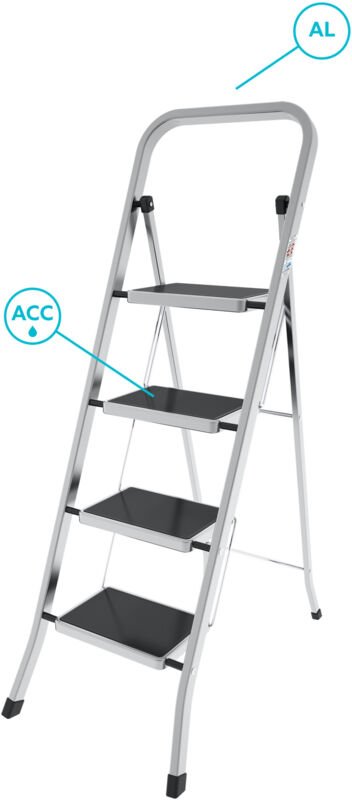 Treppe Hocker aus Aluminium mit 4 Anti-Rutsch-Stufen mod.FACTOTUM COLOMBO