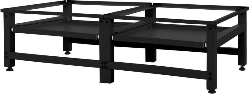 Ml-design - Doppel Waschmaschinen-Untergestell mit 2 ausziehbaren Ablagen, Schwarz, Stahl, bis 2x 150kg + 10 kg, verstel...