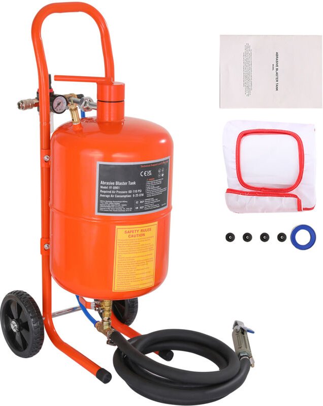 Mophorn - 5 Gallonen Sandstrahler. 60-110 psi. Hoher Druck. Tragbar. 4 Keramikdüsen. Zum Entfernen von Farbe/Rost.