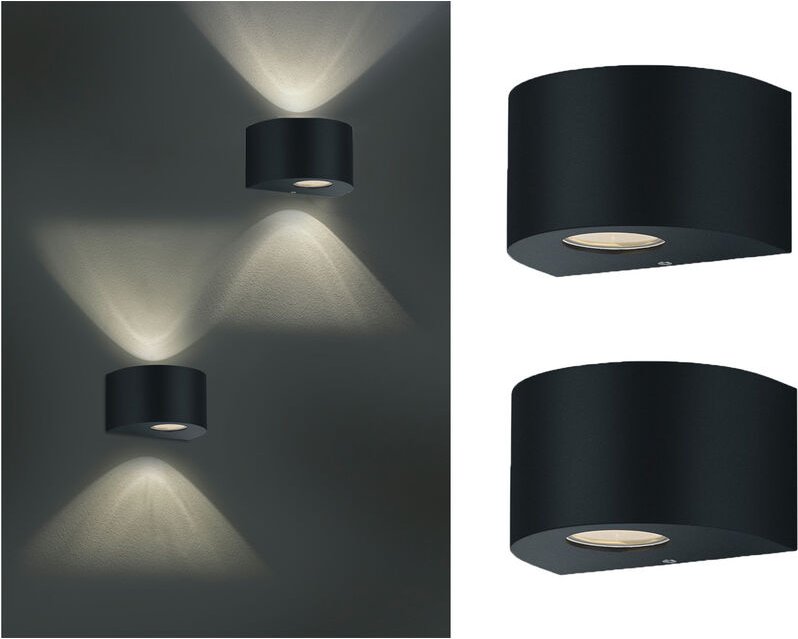 Meinewunschleuchte - led Außenwandleuchte 2er Set Up and Down Light rund in Schwarz