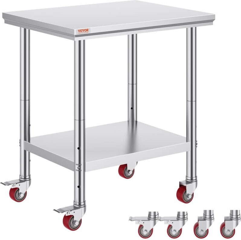 Thumbnail - Arbeitstisch 76 x 60 x 85 cm Edelstahl Catering Arbeitstisch Belastbarkeit 317 kg, Lebensmittel Zubereitungstisch mit Na...