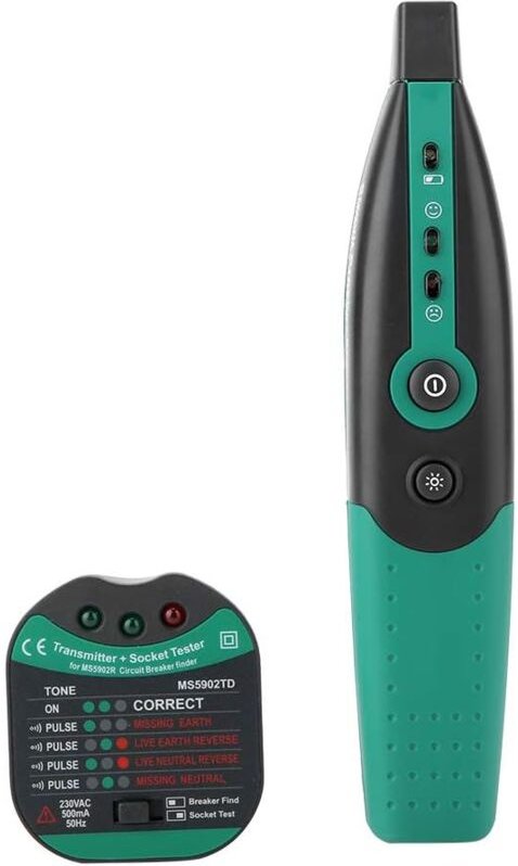 Dolaso - Leistungsschalter-Finder, Steckdosentester, MS5902 Automatischer Leistungsschalter-Sicherungsfinder, Steckdosen...