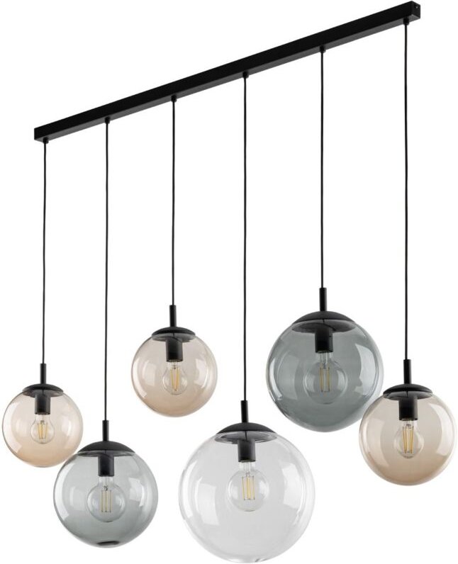 Hängelampe Metall Rauchglas E27 h: max. 150 cm Schwarz Graphit Braun Kugel Schirm Modern