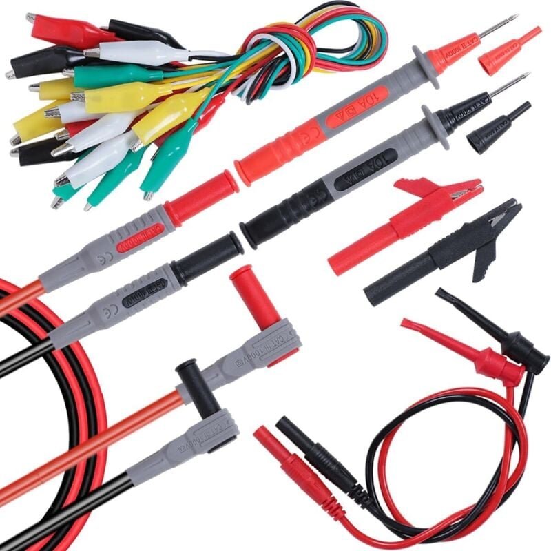 Thumbnail - Bluedeer - 18-teiliges Messleitungsset für Elektriker aus weichem Silikon, cat iii 1000 v und cat iv 600 v, mit Krokodil...