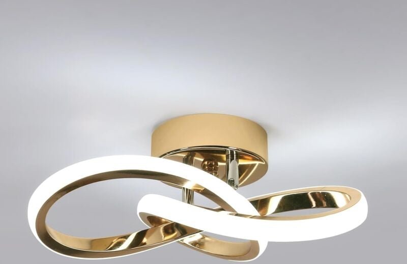 GOECO Moderne LED Deckenleuchte Gold für Wohnzimmer, 22W, 6500K