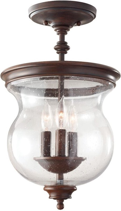 Elstead - Pickering Lane - 3 Licht Semi Flush Deckenleuchte Antik Bronze, E14