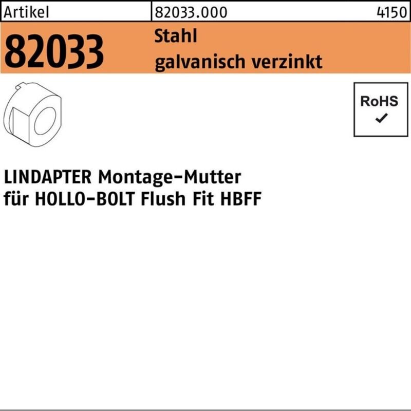 Lindapter - Montagemutter r 82033 HBFF12 Stahl galv.verz. 1 Stück