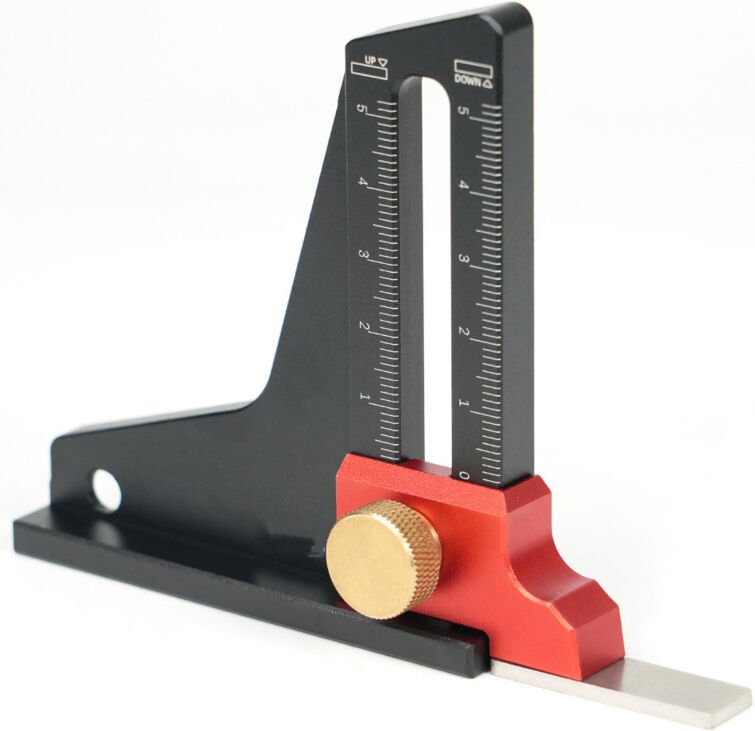 Lntyq Holzbearbeitungs-Höhenmessgerät, Tiefenmesslineal aus Aluminiumlegierung für Gehrungshöhen und Sägeblatthöhen