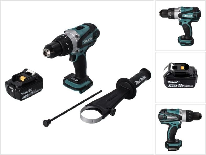 Dhp 458 F1 Akku Schlagbohrschrauber 18 v 91 Nm + 1x Akku 3,0 Ah - ohne Ladegerät - Makita