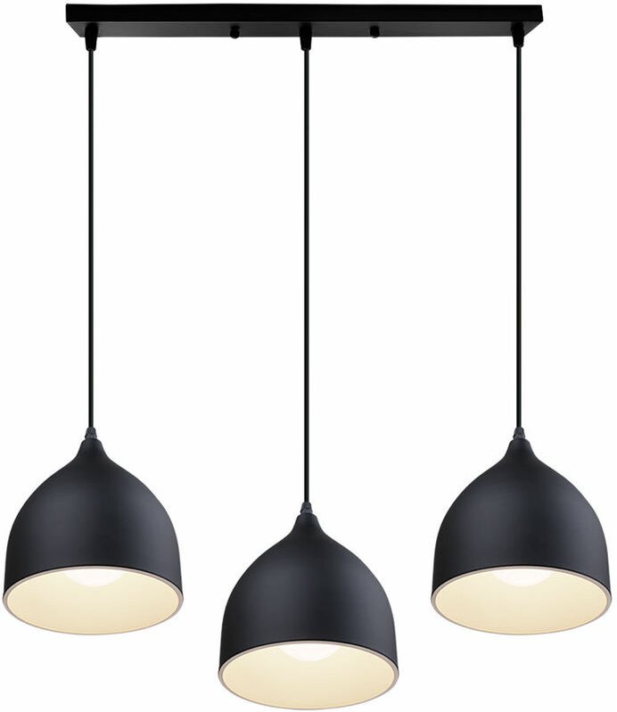 Pendelleuchte, 3 Flammig Moderne Hängeleuchten mit Lampenschirm, Kronleuchter aus Metall für Kücheninsel Schwarz - Recht...
