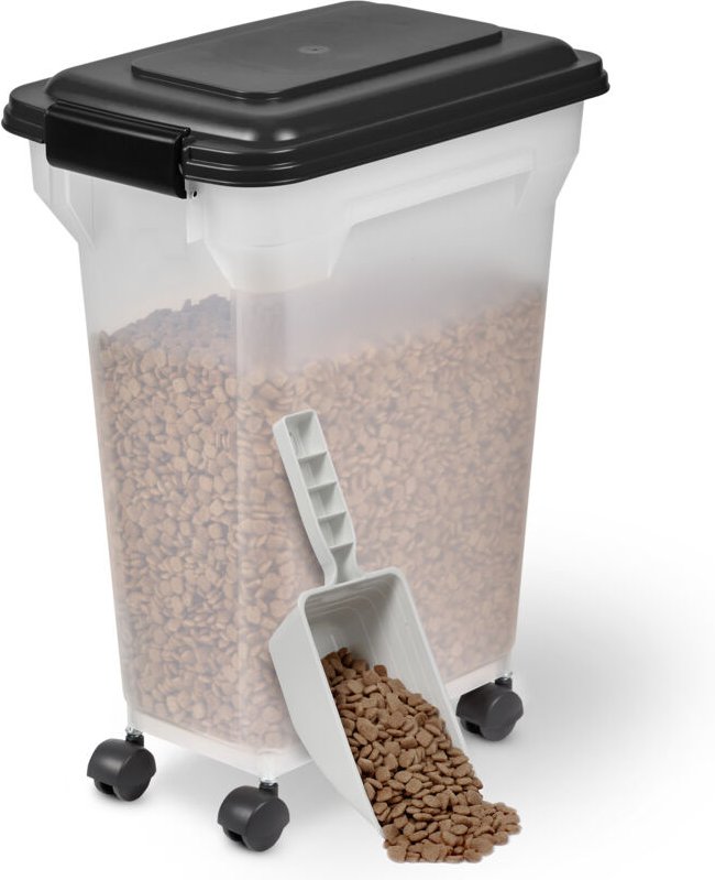 Hundefutter Aufbewahrung mit Rollen, 20L/7.5kg, Schwarz, Luftdichte Futterbox, Trockenfutter, Futterbehälter, Für Hunde,...