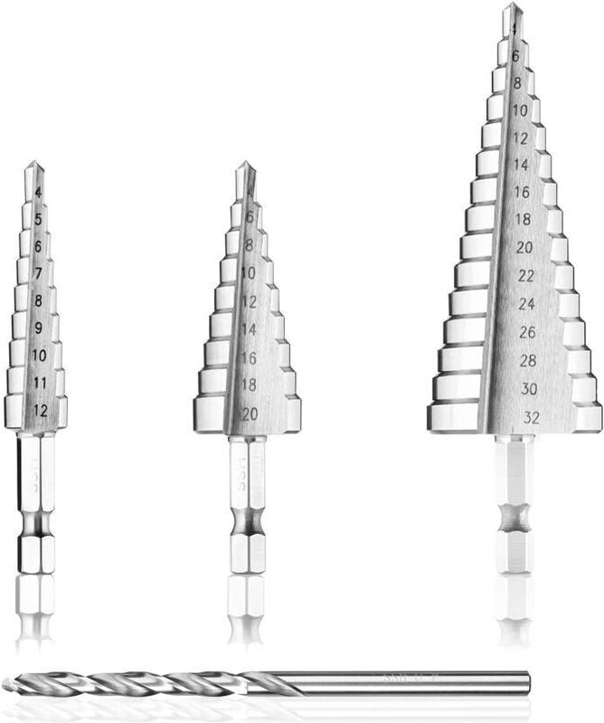 Thumbnail - ZVD - Forets Etagés 3PCS hss Foret Fraise Meche Etage Forage Conique en Titane 4-12mm / 20mm / 32mm pour Acier, Laiton, ...