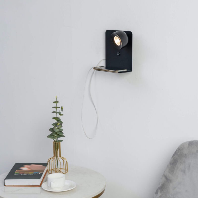 Schwarze Wand-Leseleuchte mit Schalter - Lyngen