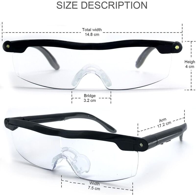 Gafas de lectura - Lupa potente con luz LED, aumento del 160 %, ideal para lectura, trabajos de precisión, reparaciones,...