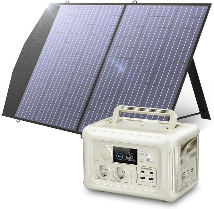 Portable Power Station Solar Generator With 100W Solar Panel for Travel Camping Emergency ALLPOWERS R600