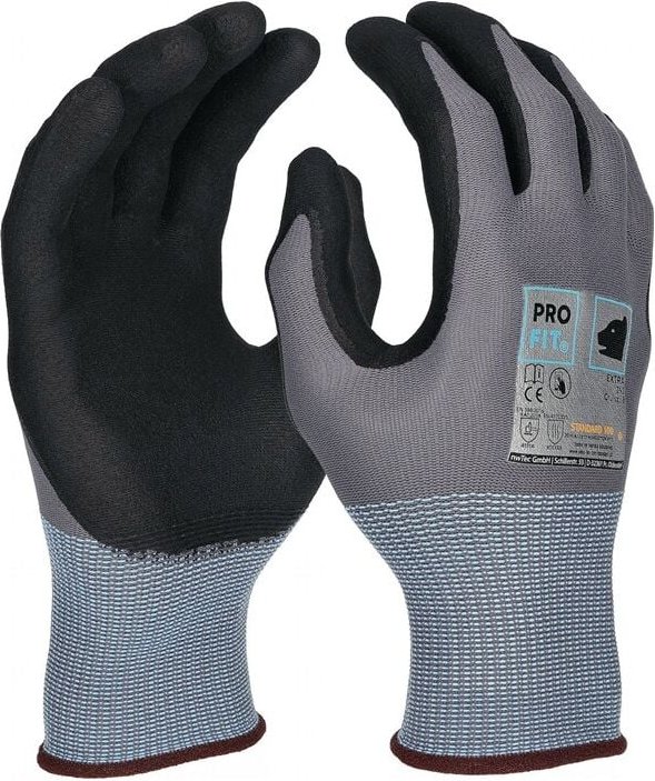 Pro fit 393-8 Handschuhe extra Größe 8 grau / schwarz en 388, en 407 PSA-Kategor
