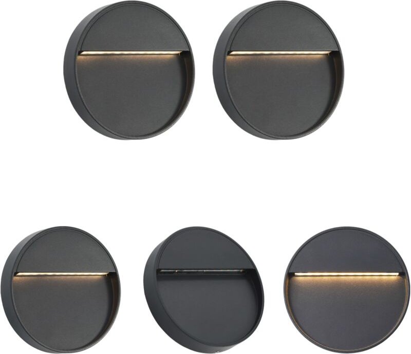 The Living Store Außenwandleuchten 2 Stk. led 3W Schwarz Rund - Außenbeleuchtung - Schwarz