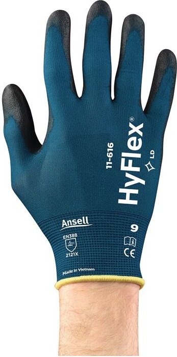 Thumbnail - Handschuhe HyFlex® 11-616 Größe 9 grünblau/schwarz en 388:2016 PSA-Kategorie ii - Ansell