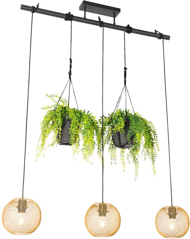 Industrielle Hängelampe gold 3-flammig - Flor