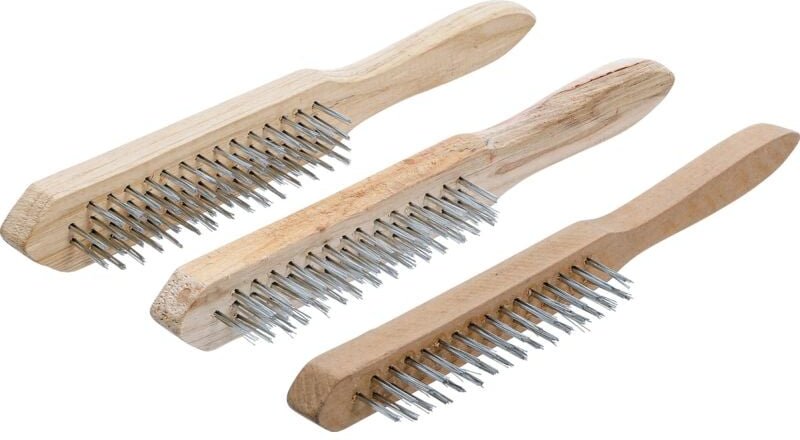 Drahtbürsten-Satz Holzstiel 2-, 3-, 4-reihig 3-tlg.
